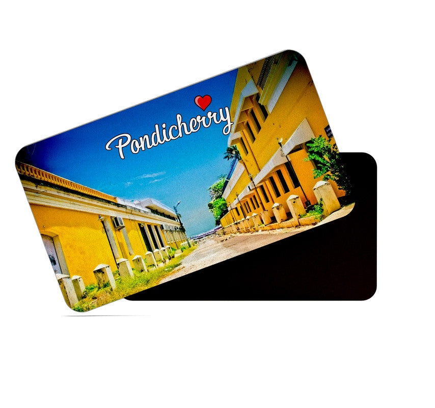 dhcrafts Rectangular Rubber Fridge Magnet / Magnetic Card Multicolor Tamil Nadu Pndicherry D3 Design Pack of 1 (8.6cm x 5.4cm)